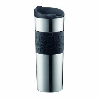 Bodum Insulated Stainless Steel Vacuum Travel Mug, 0.45 Liter, 15 Ounce, Black Kitchen & Dining