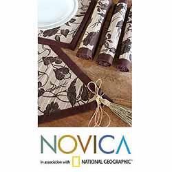 Set of 4 Natural Fiber 'Bali Flora' Table Runner Placemats (Indonesia) Novica Table Runners