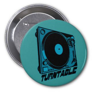 Retro Turntable in Blue Pinback Buttons