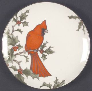 Fitz & Floyd Christmas Holly Cardinal Salad Plate, Fine China Dinnerware   Red C