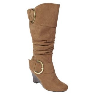 Womens Glaze by Adi Faux Suede Buckle Accent Tall Boot   Chestnut (9)