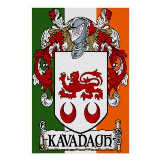 Kavanagh Coat of Arms Irish Flag Print