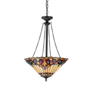Chloe Lighting Ambrose 2 Light Inverted Ceiling Chrome Tiffany Style Victorian Pendent with 18 in. Shade CH33318VI18 UH2