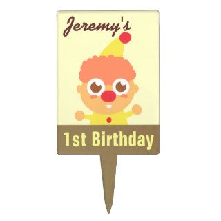 1st Birthday with Happy and Cute Circus Clown Cake Toppers