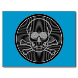Grey Skull & Crossbones Emblem Postcards