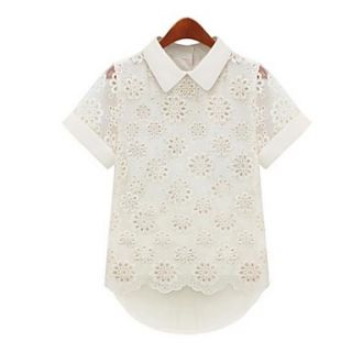Womens Turn Down Collar Lace Blouse