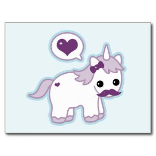 Cute Mustache Unicorn Postcard
