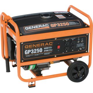 Generac GP3250 Portable Generator   3750 Surge Watts, 3250 Rated Watts, CARB 