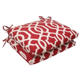 Outdoor 2 Piece Square Seat Cushion Set   Red/White Geometric