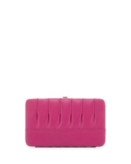 Pleated Leather Frame Wallet, Fuchsia