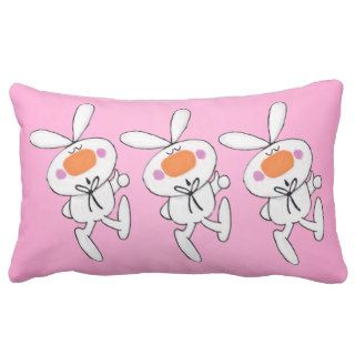 Happy Dancing Cute Cartoon White Rabbit Bunny Throw Pillow