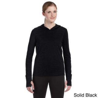 Alo Womens Performance Triblend Long sleeve Hooded Pullover Black Size L (12  14)