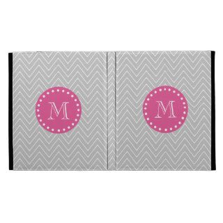 Hot Pink, Gray Chevron  Your Monogram iPad Folio Cases