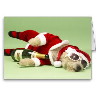 Drunk Dog Christmas Card