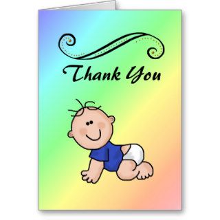 Baby Boy Rainbow Thank You Card