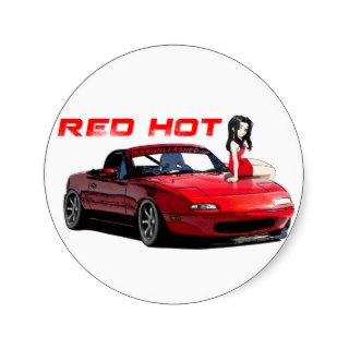 Miata MX 5 Red Hot Round Sticker