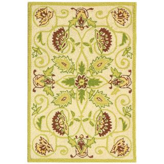 Hand hooked Bedford Ivory/ Green Wool Rug (1'8 x 2'6) Accent Rugs