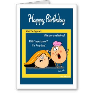 Funny Birthday Card   scared egg cartoon,FRYday