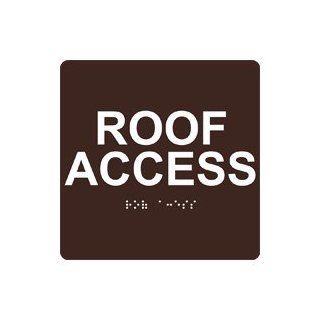 ADA Roof Access Braille Sign RRE 14825 WHTonDKBN Exit Roof Access  Business And Store Signs 