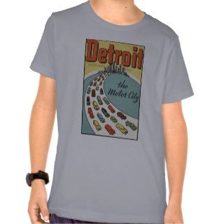 Detroit Motor City USA   Vintage Travel Tee Shirts