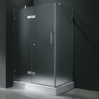 Vigo Frameless Frosted Shower Enclosure With Left Door   Base (32 X 48)
