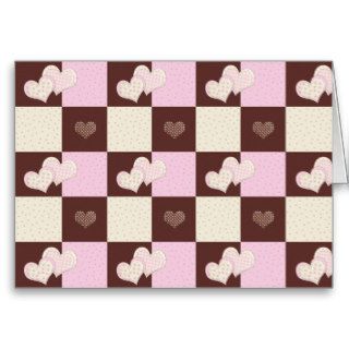 Valentine Patchwork Hearts Greeting Cards