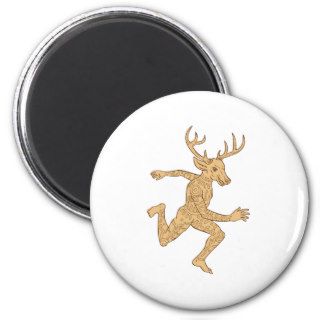 Half Man Half Deer With Tattoos Running Magnet