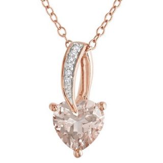 Pink Plated Silver Diamond and 1 1/10ct Morganite Heart Pendant With Chain