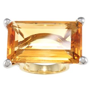 18k Two tone Gold Giant Citrine Cocktail Estate Ring Estate and Vintage Rings