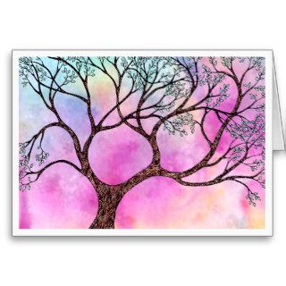 Tree on Vellum with Watercolor Background Greeting Card