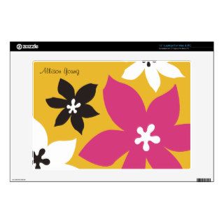 Large modern flower print yellow pink blossom skins for 13" laptops