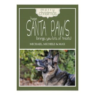 Green Pet Dog Santa Paws Photo Christmas Cards
