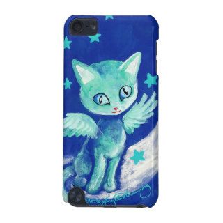 Finger Painted Kitty Cat On Moon With Stars iPod Touch (5th Generation) Covers