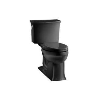 KOHLER Archer Comfort Height 2 piece 1.28 GPF Elongated Toilet with AquaPiston Flushing Technology in Black Black K 3551 7