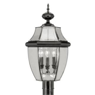 Filament Design 3 Light Outdoor Black Post Head with Clear Beveled Glass CLI MEN2354 04