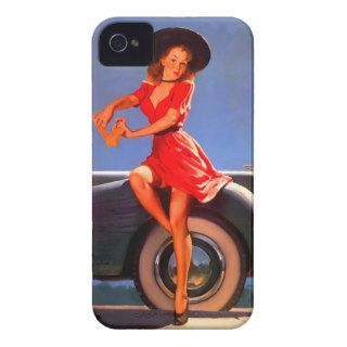 No Parking Classic Car Pin Up Girl ~ Retro Art iPhone 4 Cases