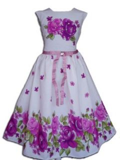 Cinda Mädchen Baumwolle Kleid Rose Lila 110 116 Bekleidung