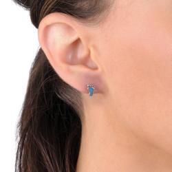 Tressa Sterling Silver Genuine Turquoise Foot Print Stud Earrings Tressa Gemstone Earrings
