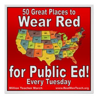 50 Great Places to Wear Red For Public Ed Posters