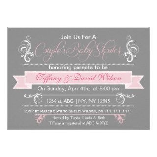 gray pink Couple's Baby shower Invitation