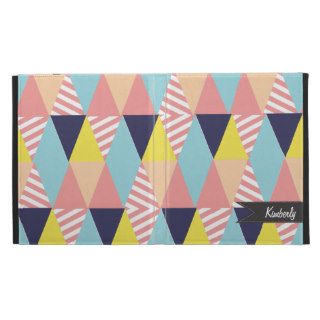 Modern Colorful and Girly Geometric Pattern iPad Folio Cases