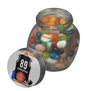 Personalized Black Basketball Jersey Jelly Belly Candy Jars