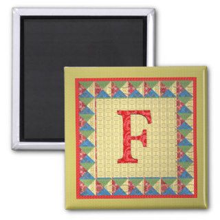Letter F 'Fabric Quilt' Style Initial and Pattern Magnet