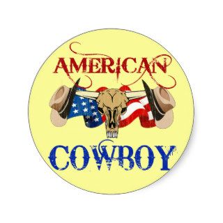 AMERICAN COWBOY ROUND STICKERS