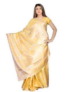 Bollywood Sari Kleid Creme CA125 Bekleidung