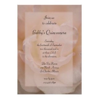 Fancy Pink Rose Quinceanera Party Invitation
