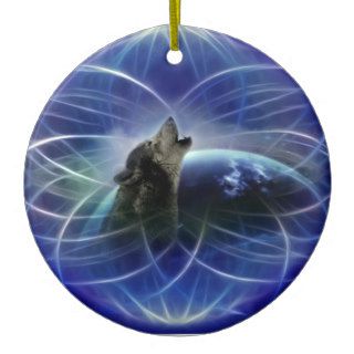 Wolf dreamcatcher christmas tree ornaments