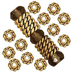Beadaholique 22k Goldplated Pewter Twist Edge 4 mm Spacer Beads (Case of 100) Beadaholique Loose Beads & Stones