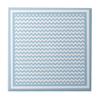 Ceramic Tile, Blue and White Chevron Pattern
