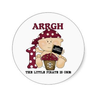 Baby Pirate 1st Birthday Tshirts and Gifts Round Stickers